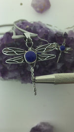 Lapis Lazuli Ribbon of Life Dragonfly  Earring ( HM105)