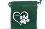 OPEN Heart Dog Paw Brooch (Jpew7027)
