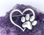 OPEN Heart Dog Paw Brooch (Jpew7027)