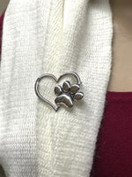 OPEN Heart Dog Paw Brooch (Jpew7027)