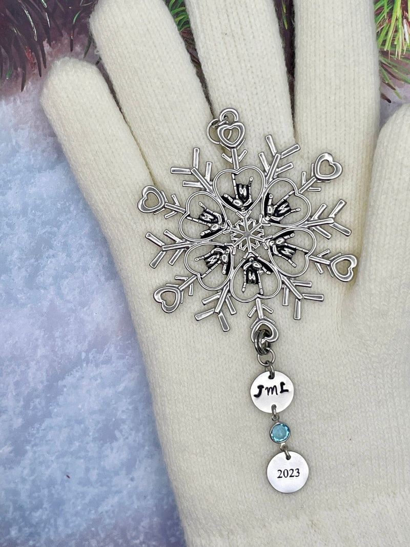 ASL I love you SnowWonders ® Snowflake Ornament, 6060 American Sign Language I love you Ornament - Shop Palmers