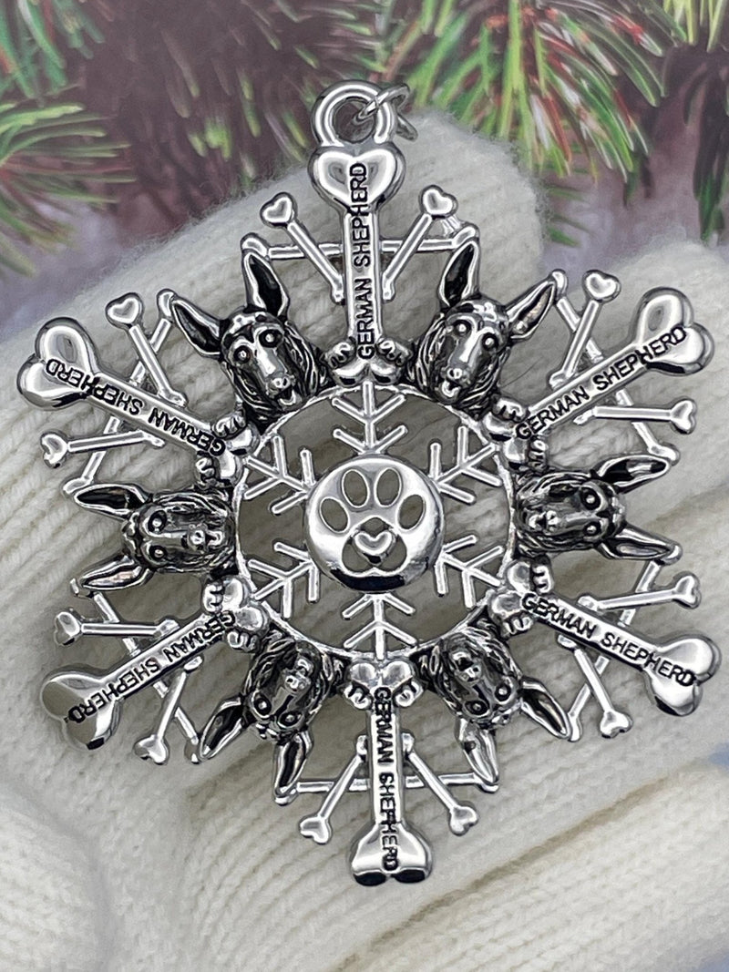 GERMAN Shepherd Dog SnowWonder® Oranement (SW6088) Snowflake Themed Ornament, Shepherd Dog lovers - Shop Palmers