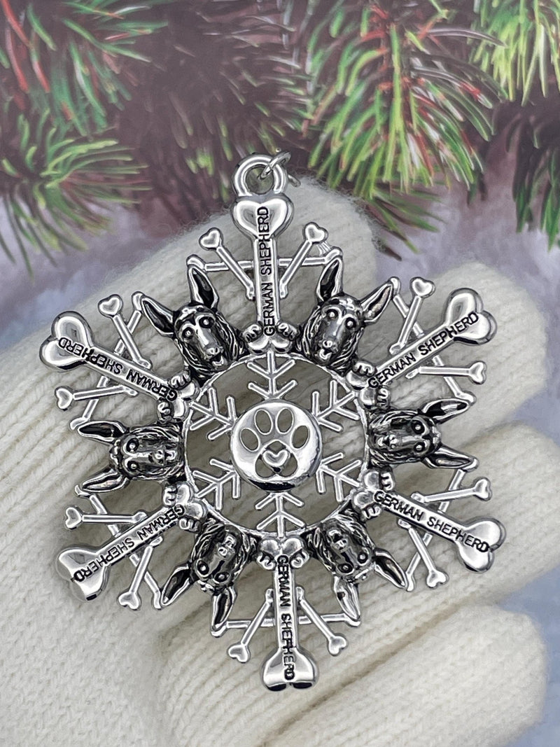 GERMAN Shepherd Dog SnowWonder® Oranement (SW6088) Snowflake Themed Ornament, Shepherd Dog lovers - Shop Palmers