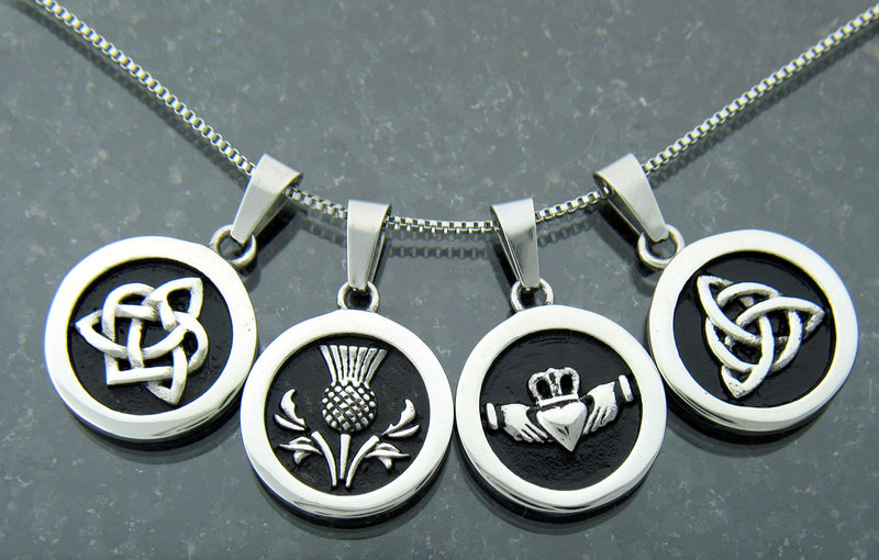 Trinity Knot Necklace, s120, Irish Celtic Necklace, Scottish Trinity , Celtic Knot work, Celtic Man/woman Pendant w/Box Chain( S120WC)