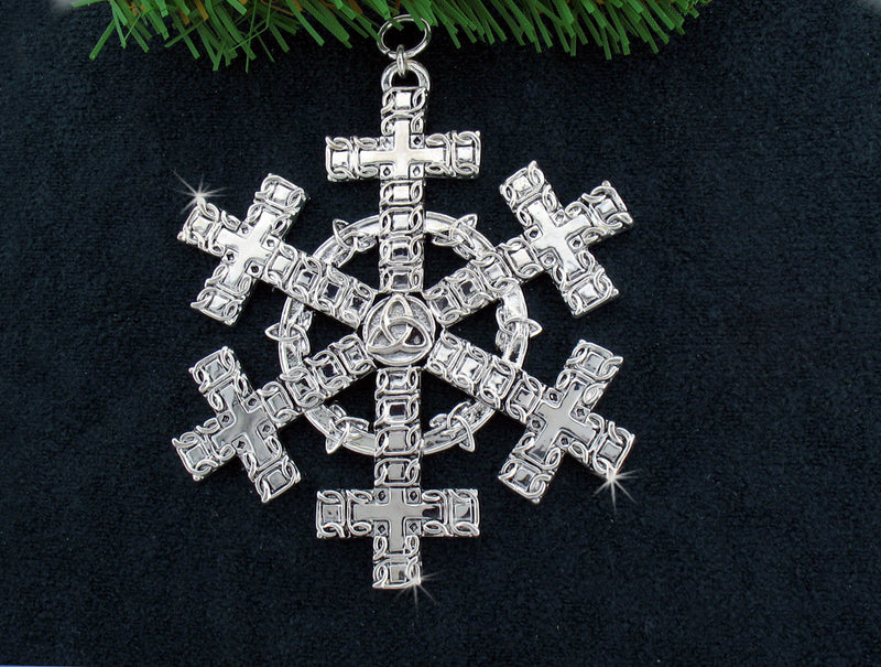 Celtic Cross SnowWonders® Snowflake Ornament, 5195, Celtic Ornament, Trinity Cross Snowflake Ornament, Religious Ornament, Cross ornament