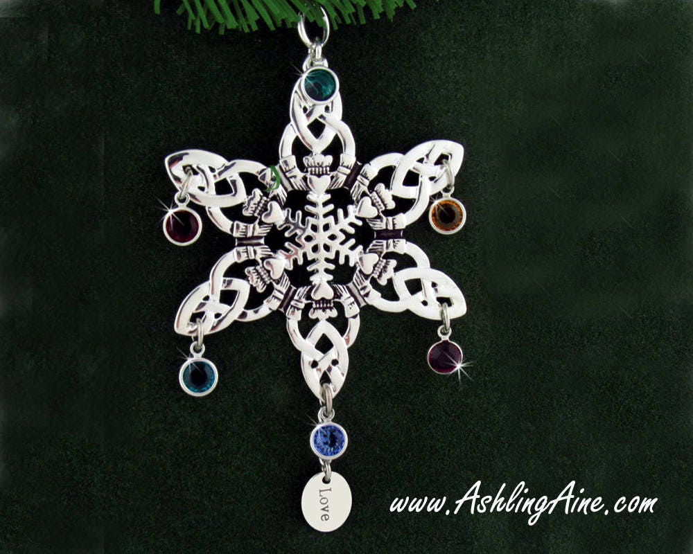 Celtic Claddagh Let Love Reign Birthstone SnowWonders®Snowflake Ornament, 5058love, Irish, Claddagh ornament, Snowflake, Claddagh Snowflake