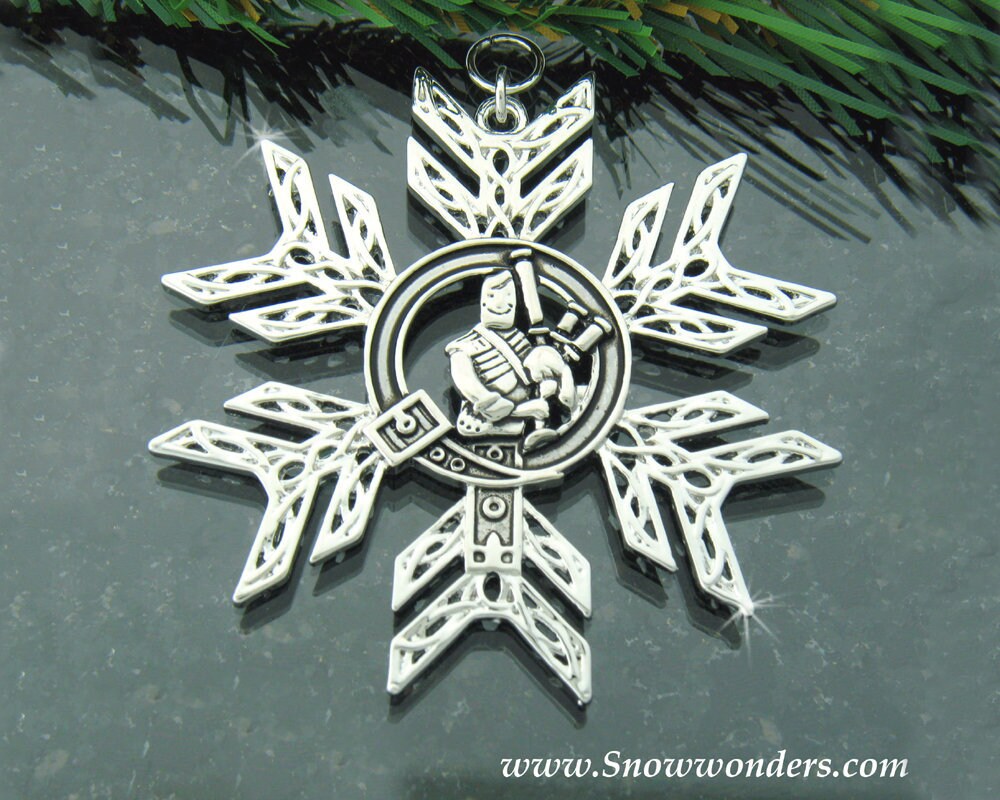 Scottish Bag Piper Clan Badge SnowWonders® Snowflake Ornament,(6015) Bag Pipes, Tenor Drone Pipe Snowflake, Clan Badge, Piper Gift, scottish