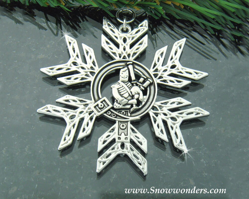 Scottish Bag Piper Clan Badge SnowWonders® Snowflake Ornament,(6015) Bag Pipes, Tenor Drone Pipe Snowflake, Clan Badge, Piper Gift, scottish
