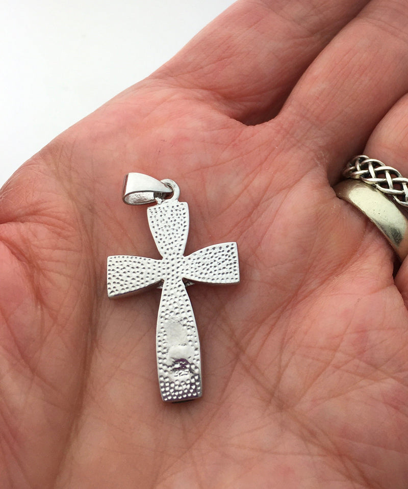 Sterling Silver Trinity Abalone & Malachite Cross (BQ1023) "Strength of Three," Irish Cross,Scottish Cross, Christian Celtic cross