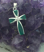 Sterling Silver Trinity Abalone & Malachite Cross (BQ1023) "Strength of Three," Irish Cross,Scottish Cross, Christian Celtic cross