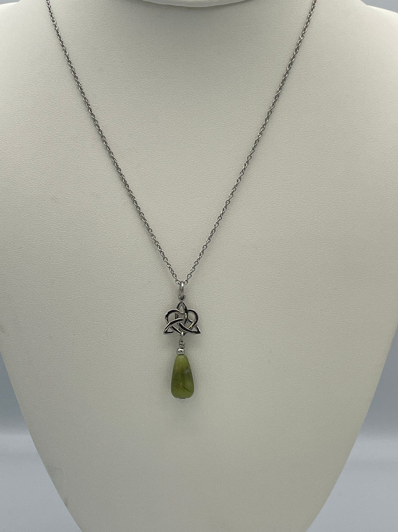 Connemara Sister's/Family Knot Necklace (HM127) Heart and Trinity Handmade Ireland Stone pendant