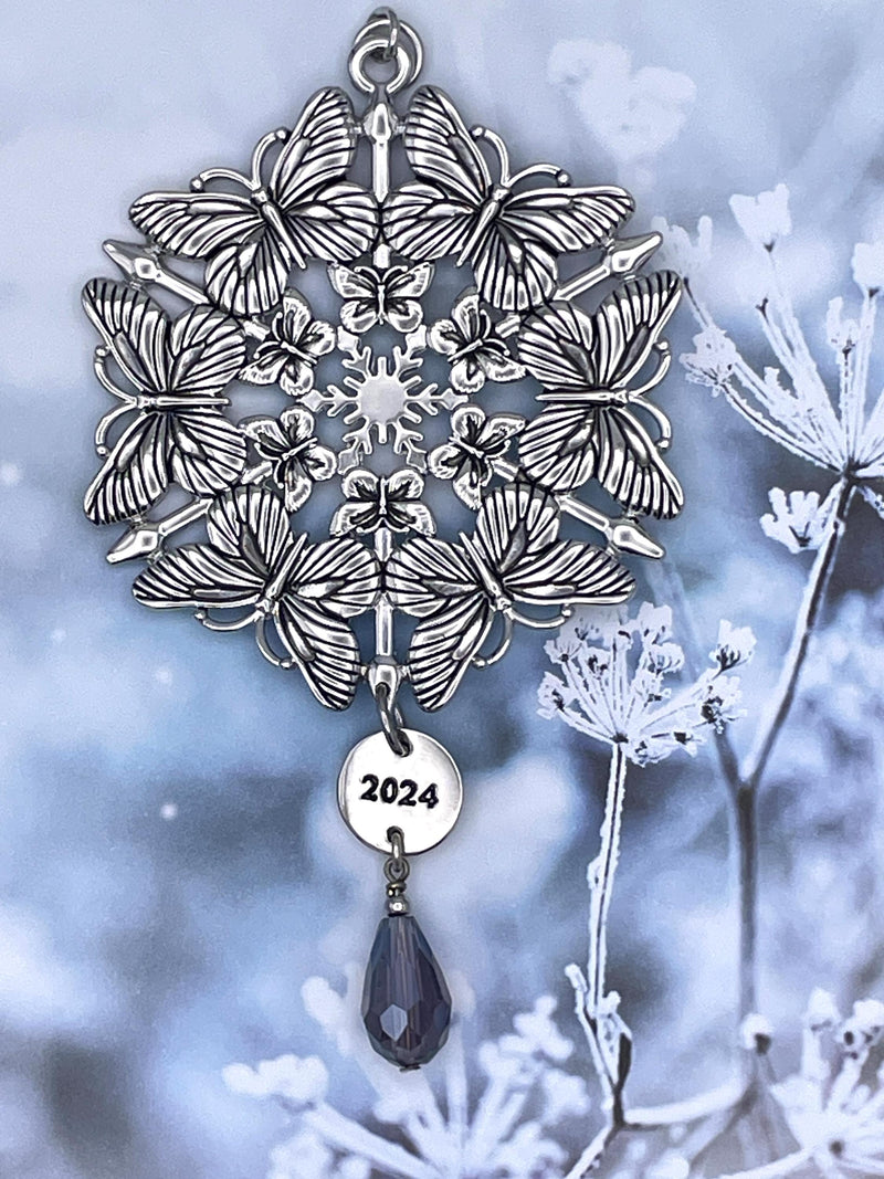 Limited Edition 2024 Butterfly SnowWonders® Snowflake Ornament with Purple Crystal