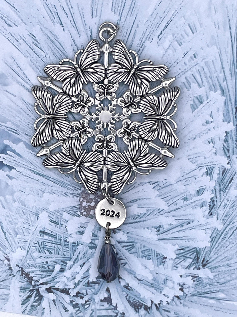 Limited Edition 2024 Butterfly SnowWonders® Snowflake Ornament with Purple Crystal
