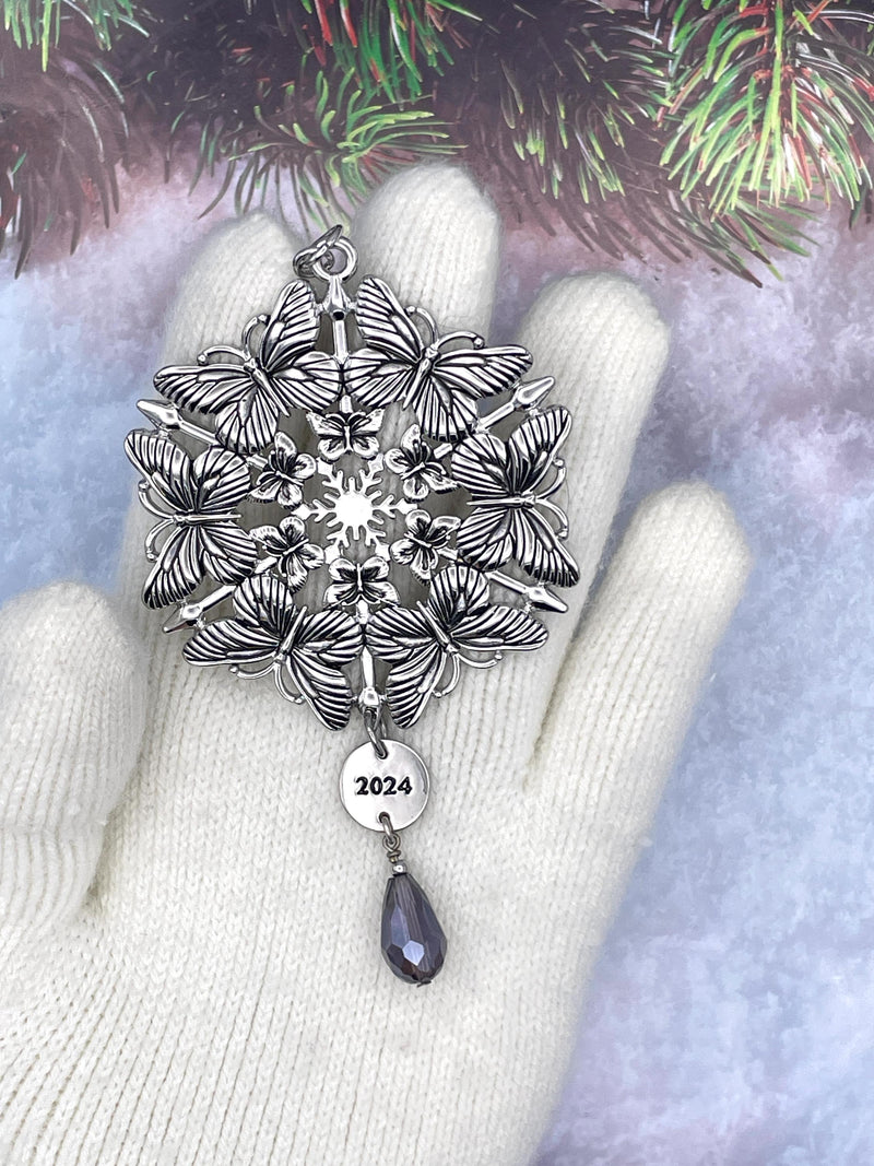 Limited Edition 2024 Butterfly SnowWonders® Snowflake Ornament with Purple Crystal