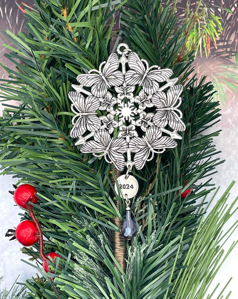 Limited Edition 2024 Butterfly SnowWonders® Snowflake Ornament with Purple Crystal