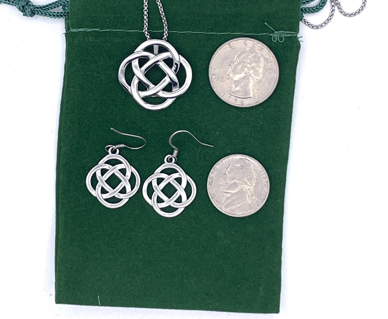 CELTIC Forever Eternity LOVE knot Pendant & Earrings (S407/408) Infinty Knot