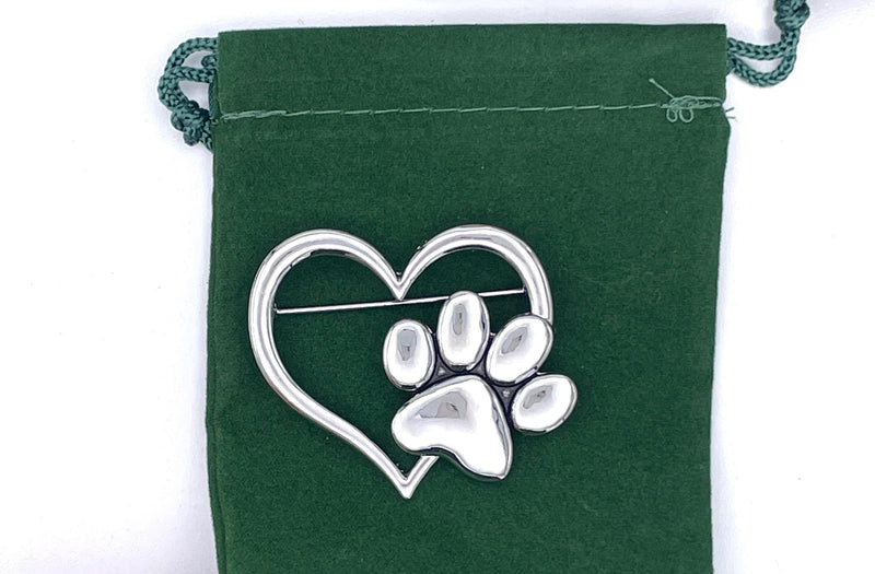 OPEN Heart Dog Paw Brooch (Jpew7027) I love Dogs! Hearts, Dogs, Charity to support children