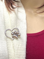 OPEN Heart Dog Paw Brooch (Jpew7027) I love Dogs! Hearts, Dogs, Charity to support children