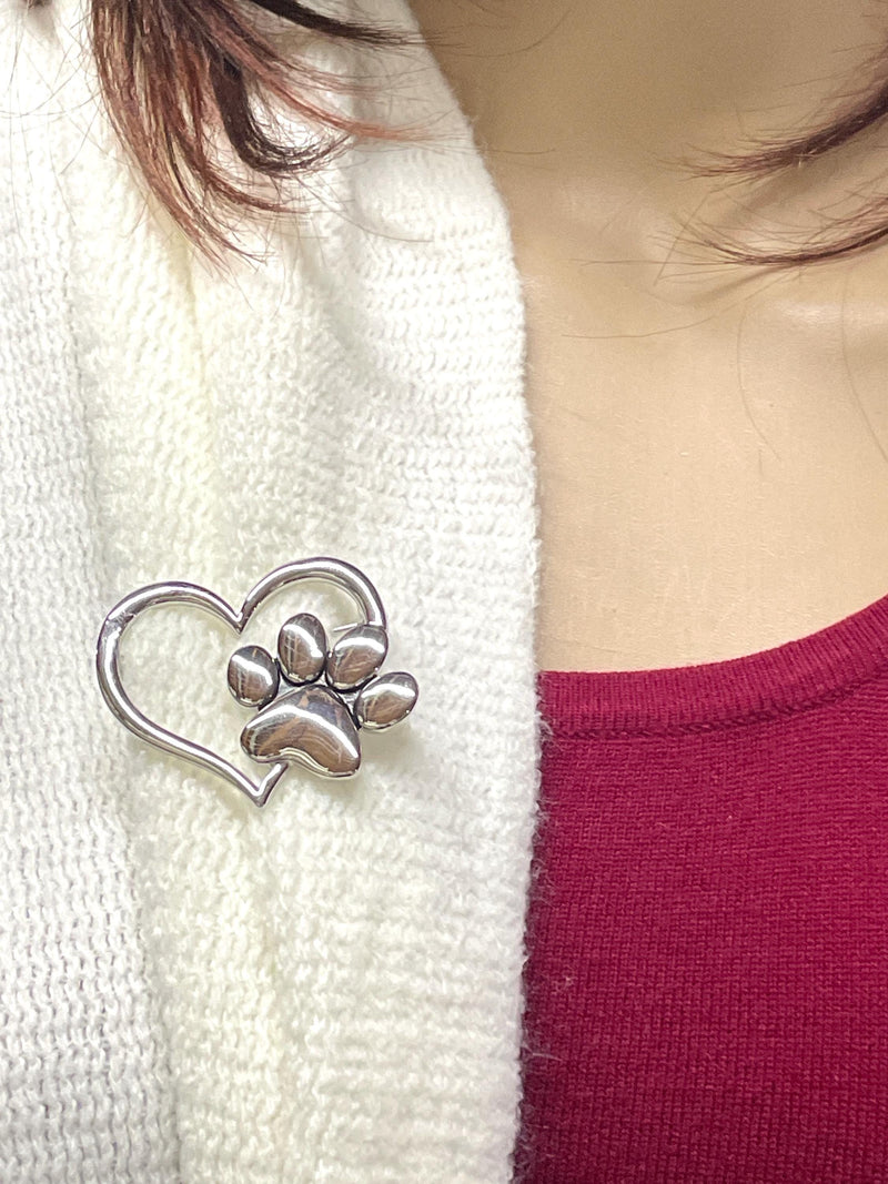 OPEN Heart Dog Paw Brooch (Jpew7027) I love Dogs! Hearts, Dogs, Charity to support children