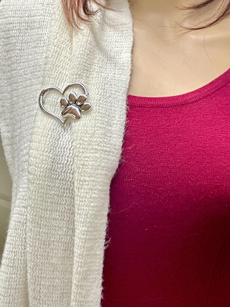 OPEN Heart Dog Paw Brooch (Jpew7027) I love Dogs! Hearts, Dogs, Charity to support children