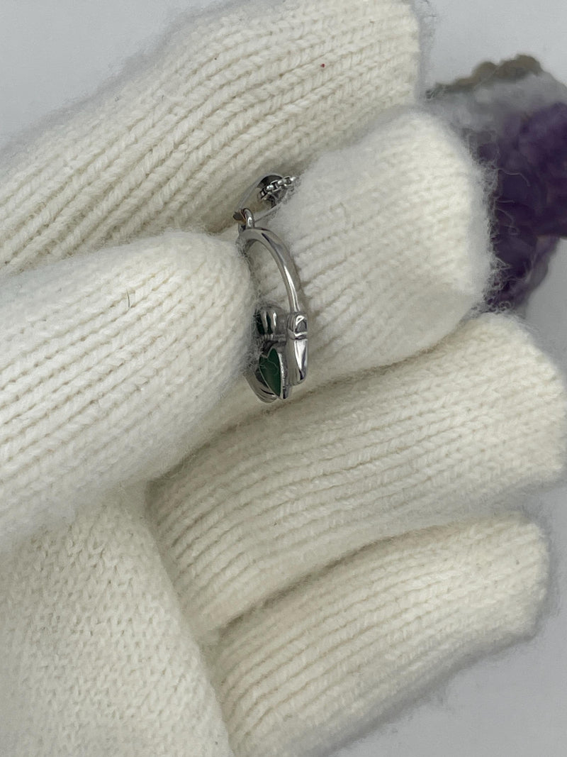 Emerald Enamel Claddagh necklace (S409) 316 L Stainless Irish Pendant