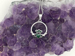 Emerald Enamel Claddagh necklace (S409) 316 L Stainless Irish Pendant