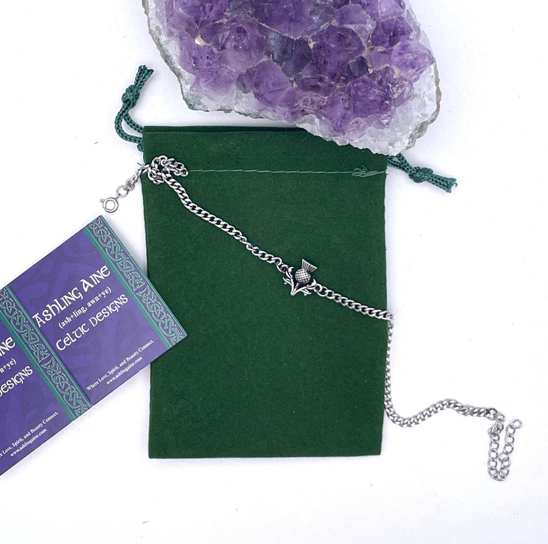 Women's Scottish Thistle Anklet, s397 316L Stainless Steel, Celtic Jewelry, Scottish Jewelry