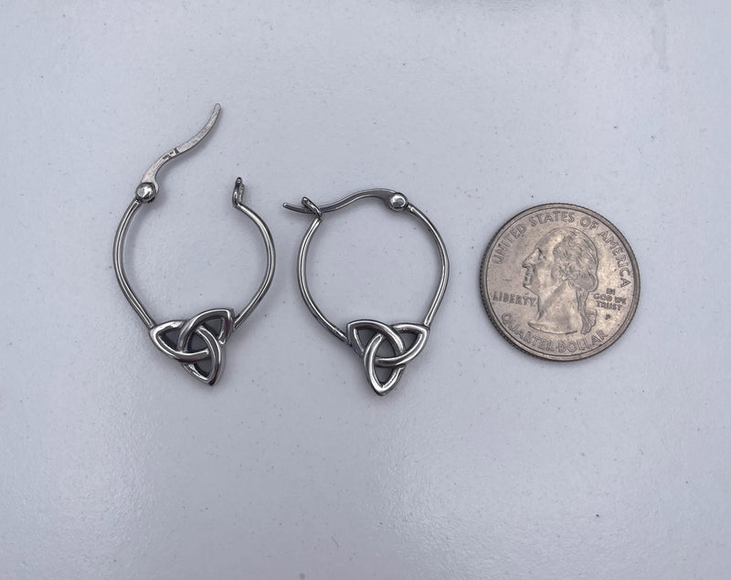 Double-Sided Trinity Hoop Earrings ( S410), Stainless Steel Scottish Hoop earrings