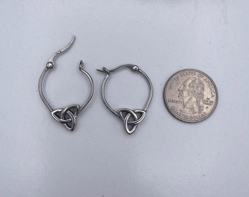 Double-Sided Trinity Hoop Earrings ( S410), Stainless Steel Scottish Hoop earrings