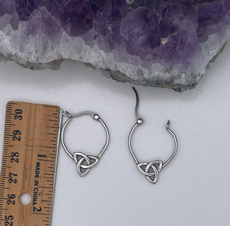 Double-Sided Trinity Hoop Earrings ( S410), Stainless Steel Scottish Hoop earrings