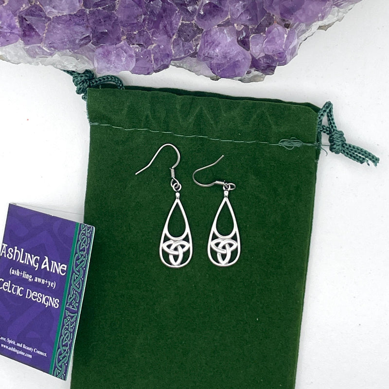 Trinity High Polished Teardrop Earrings (S412)