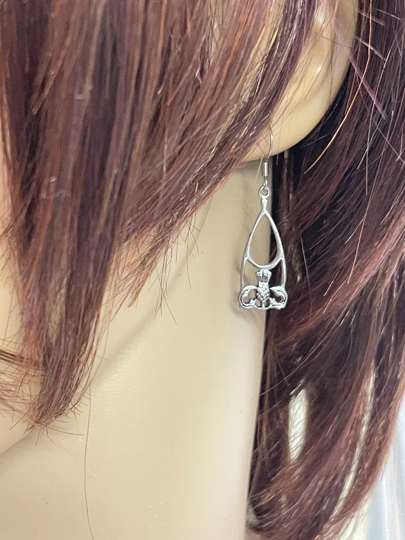 Scottish Thistles High Polished Teardrop Earrings (S413)