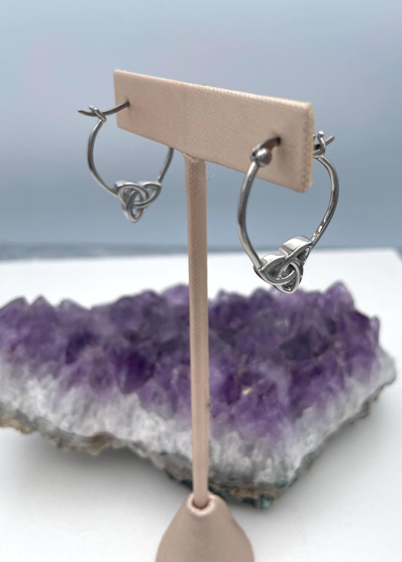 Double-Sided Trinity Hoop Earrings ( S410), Stainless Steel Scottish Hoop earrings