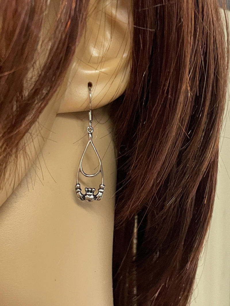 Claddagh High Polished Teardrop Earrings (S411)