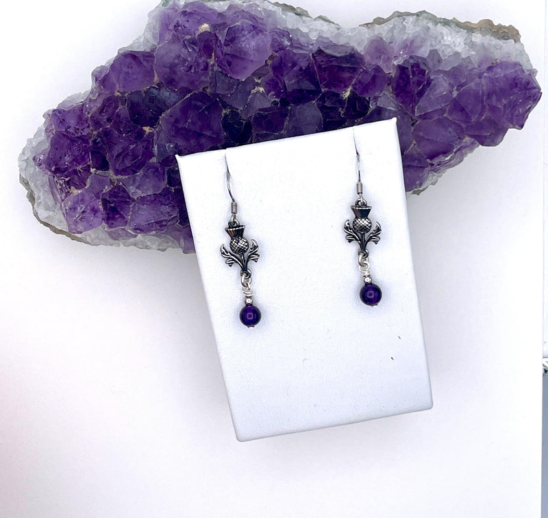 Amethyst Scottish Thistle Pendant & Earring(HM180) Scottish Jewelry