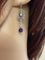 Amethyst Scottish Thistle Pendant & Earring(HM180) Scottish Jewelry