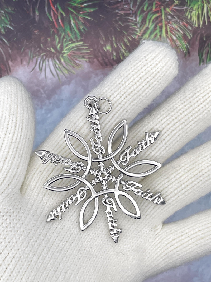 Faith & ichthus SnowWonders® Snowflake Ornament, (6092) Christian Ornament,
