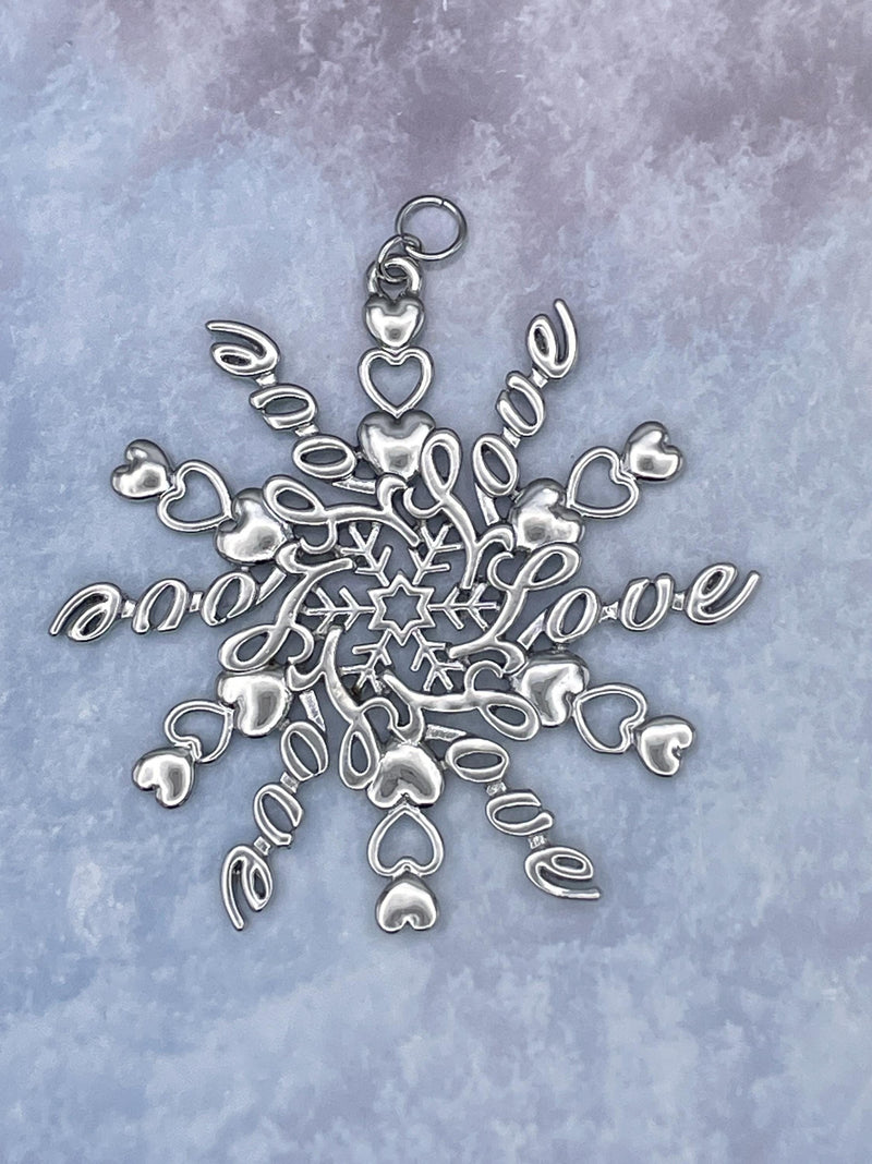 LOVE & Hearts SnowWonders® Snowflake Ornament, (6094) Christmas tree Ornament