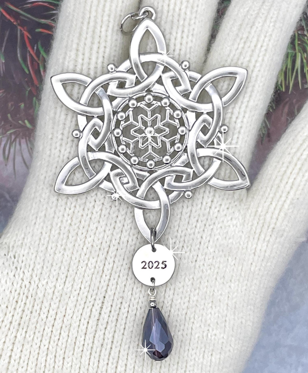 Limited 2024 Trinity purple faceted SnowWonders® Snowflake Christmas Ornament (SW6069purple)