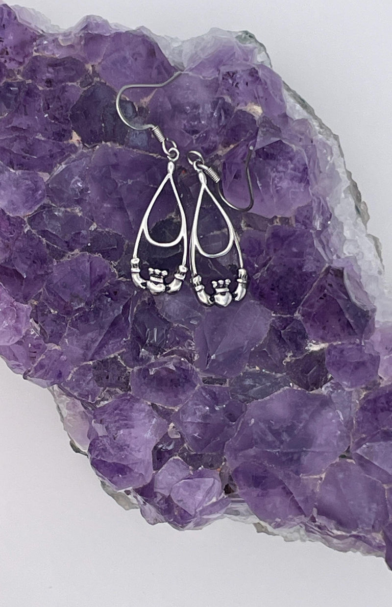 Claddagh High Polished Teardrop Earrings (S411)