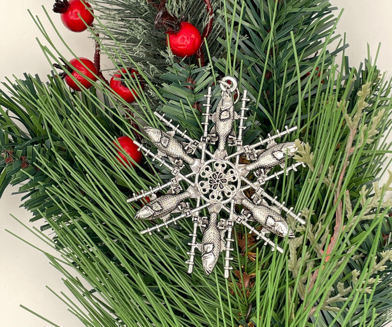 Fishing Bass & Rod SnowWonders® Ornament (6098), Angler Bass Fish and Reel Ornament