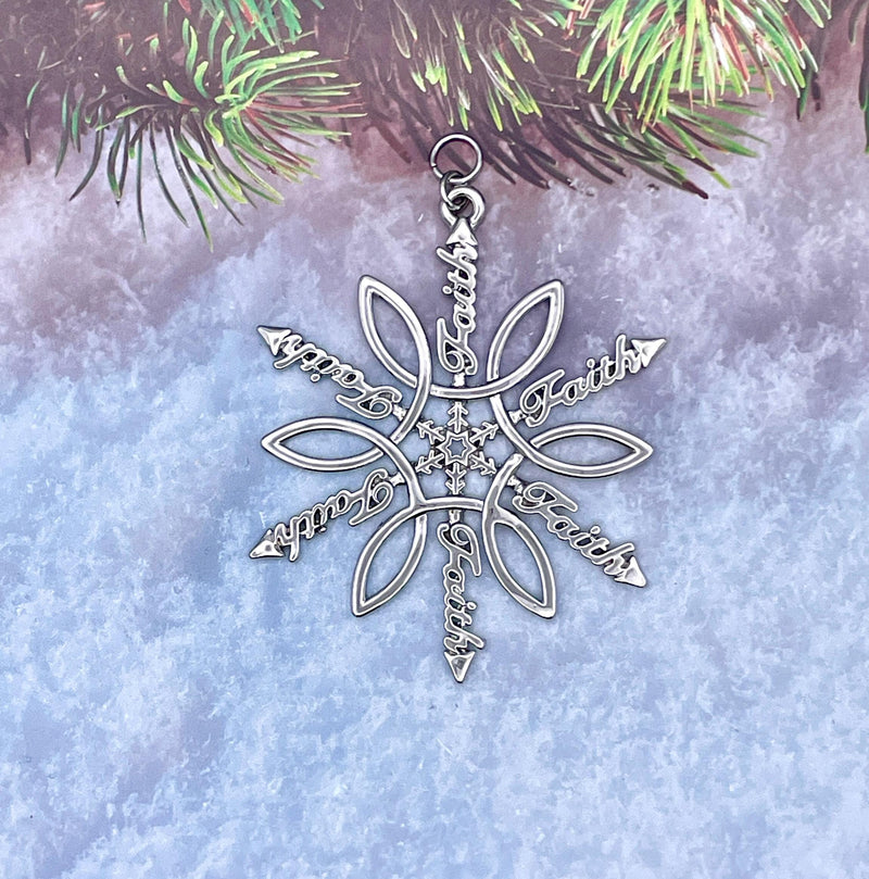 Faith & ichthus SnowWonders® Snowflake Ornament, (6092) Christian Ornament,