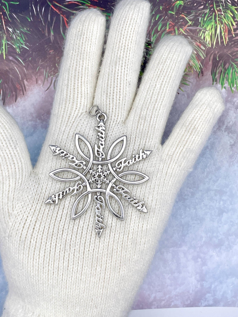 Faith & ichthus SnowWonders® Snowflake Ornament, (6092) Christian Ornament,