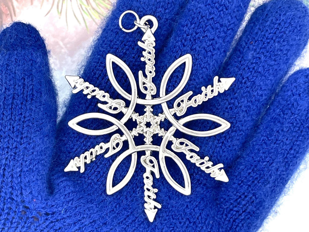 Faith & ichthus SnowWonders® Snowflake Ornament, (6092) Christian Ornament,