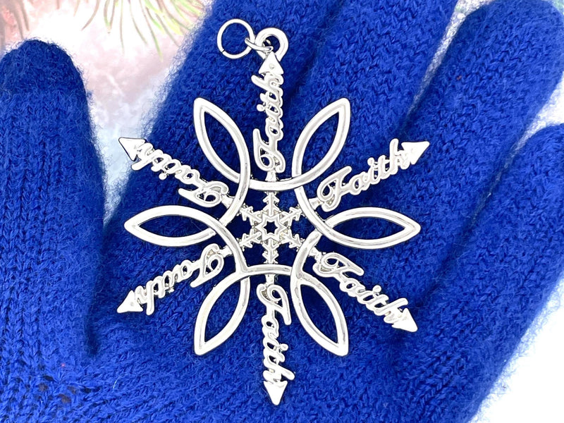 Faith & ichthus SnowWonders® Snowflake Ornament, (6092) Christian Ornament,