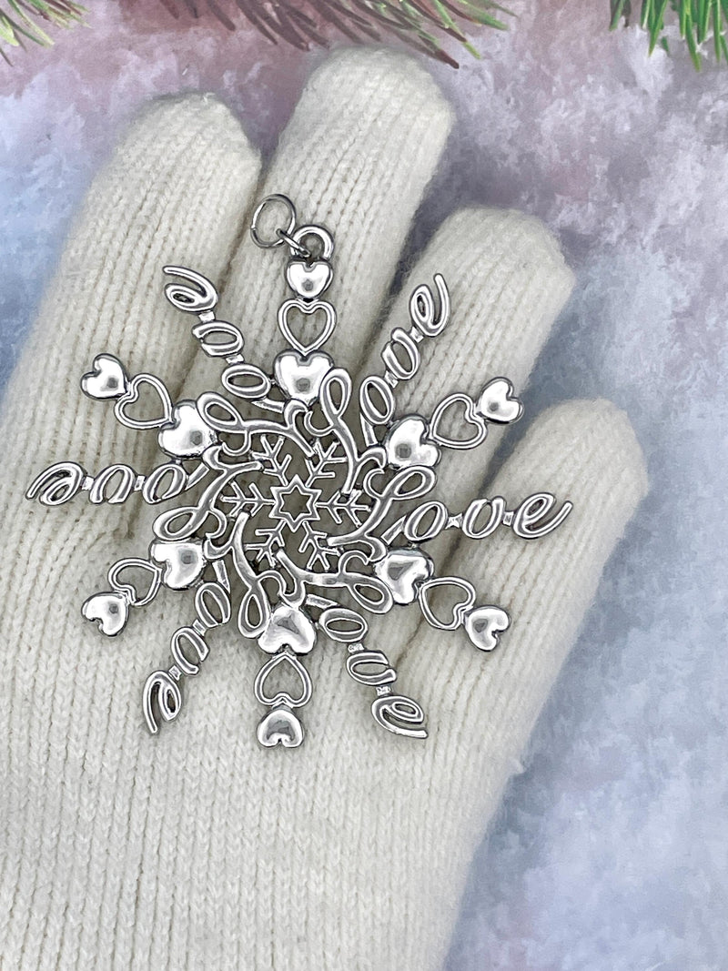 LOVE & Hearts SnowWonders® Snowflake Ornament, (6094) Christmas tree Ornament