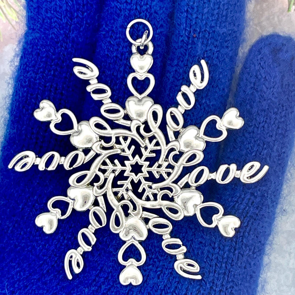 LOVE & Hearts SnowWonders® Snowflake Ornament, (6094) Christmas tree Ornament