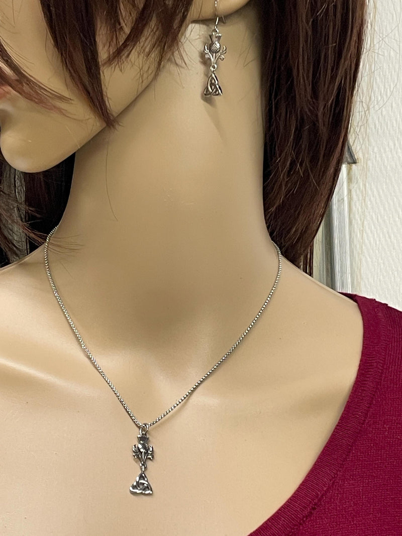 Trinity & Scottish Thistle Necklace / Earrings (Hm181/182) 316 L Stainless Steel