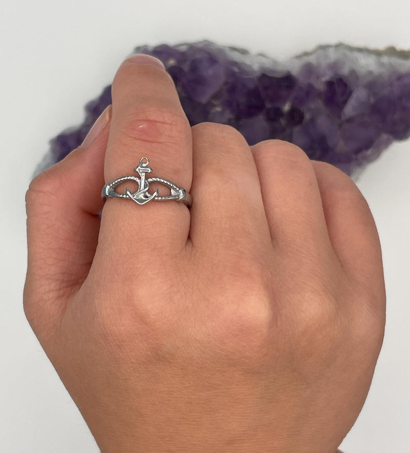 Dainty Anchor Knot Ring, (S422) 316L Stainless sz 3-10