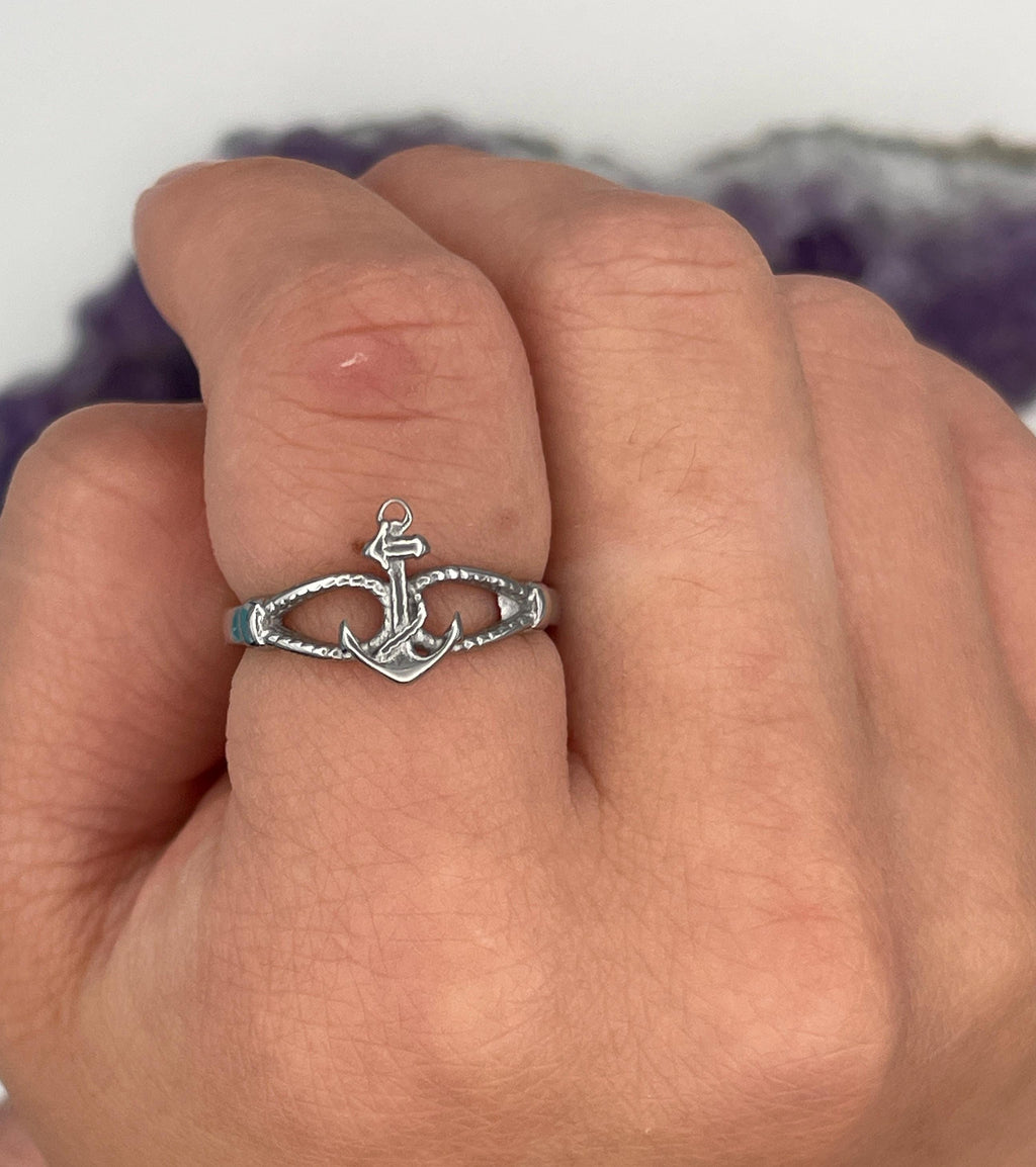 Dainty Anchor Knot Ring, (S422) 316L Stainless sz 3-10